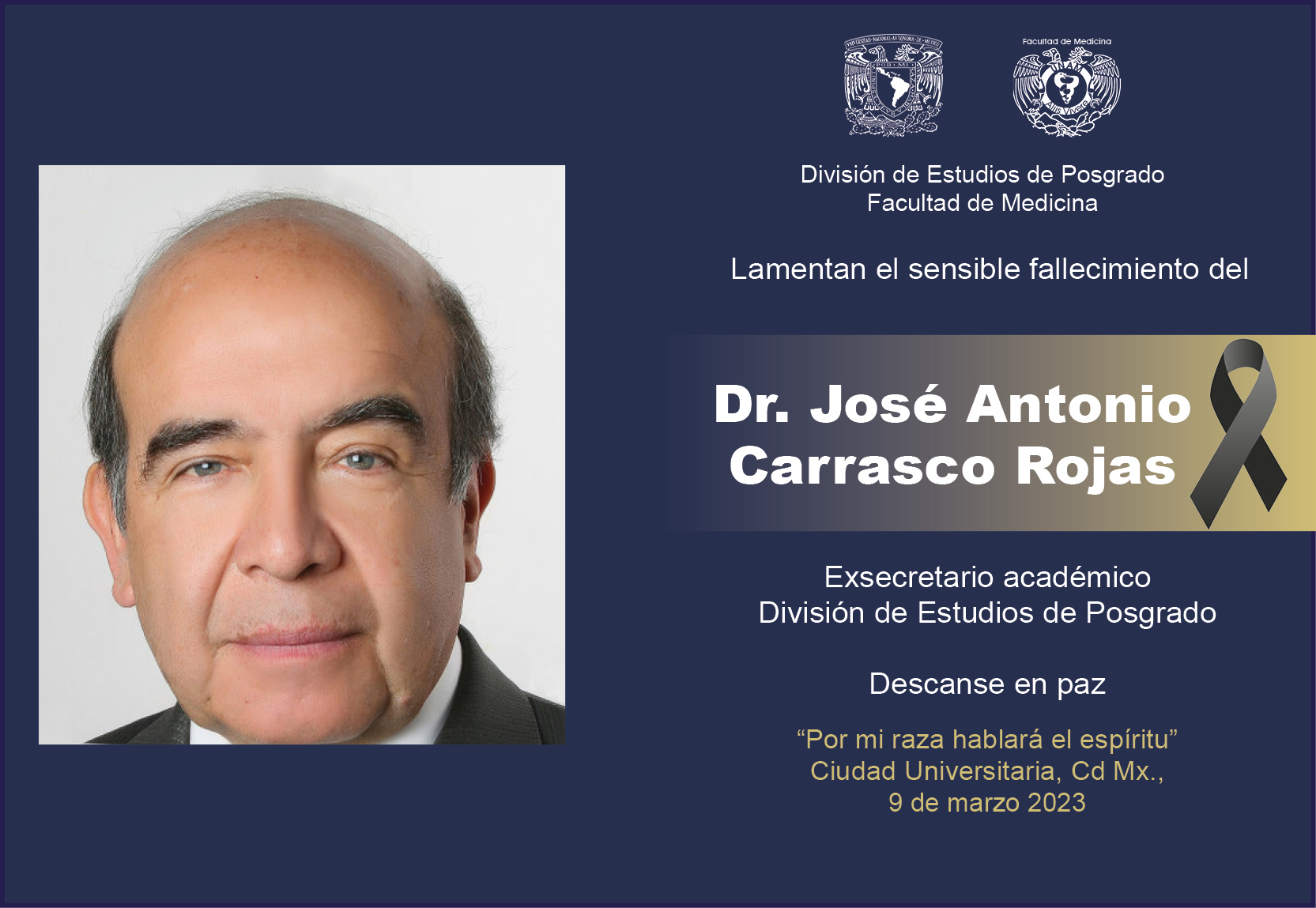 Dr. José Antonio Carrasco Rojas División de Estudios de Posgrado
